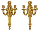 Pair Dore Bronze Cherub Putti Louis XV Style Sconces