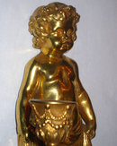 Pair Dore Bronze Cherub Putti Louis XV Style Sconces