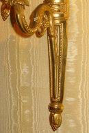 Pair Dore Bronze Louis XVI Style Ribbon Motif Sconces