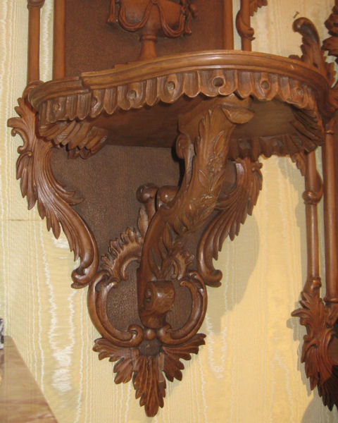 Pair of Neoclassical Carved Wooden Wall Brackets