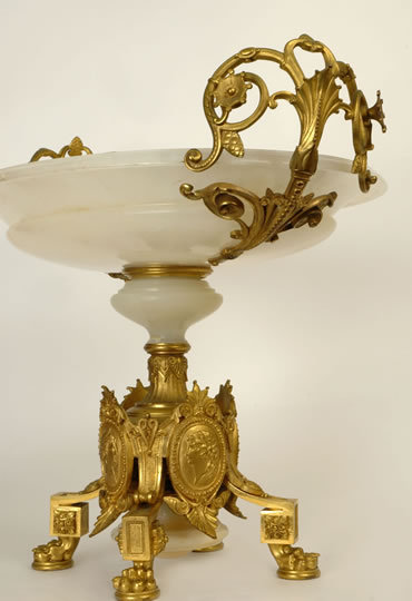 Antique French Louis XIV Style Bronze & Onyx Centerpiece