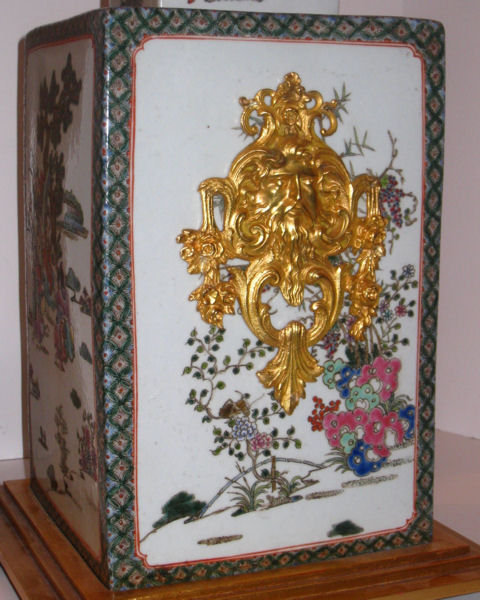 Pair Chinese Famille Verte Porcelain Table Lamps