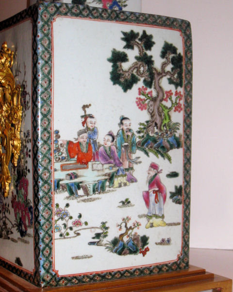 Pair Chinese Famille Verte Porcelain Table Lamps