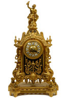 Antique Neoclassical French Louis XIV Style Bronze Mantle Clock