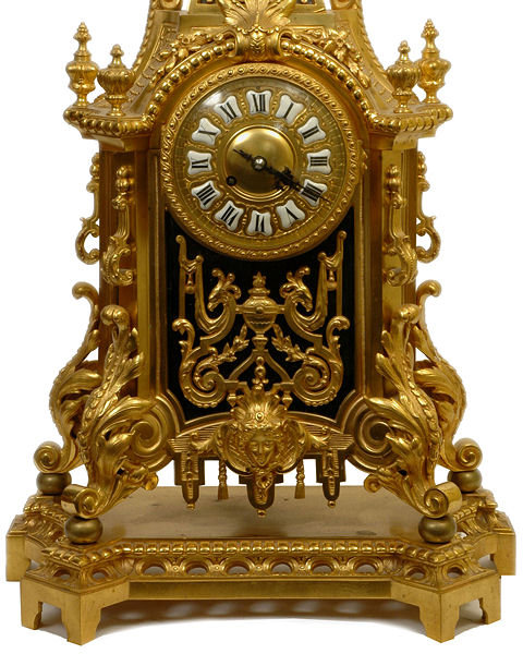 Antique Neoclassical French Louis XIV Style Bronze Mantle Clock