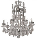 Modern 8-Candle Silvered Metal Rock Crystal Chandelier