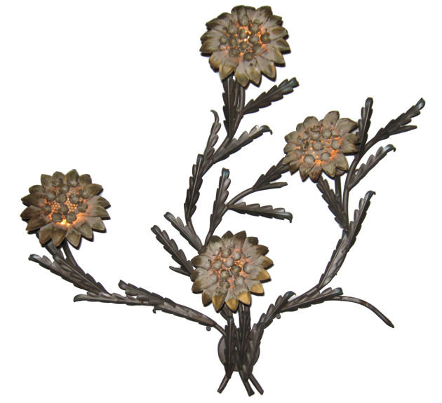 Mid-century 4-Light Flower Petal Metal Wall Sconce