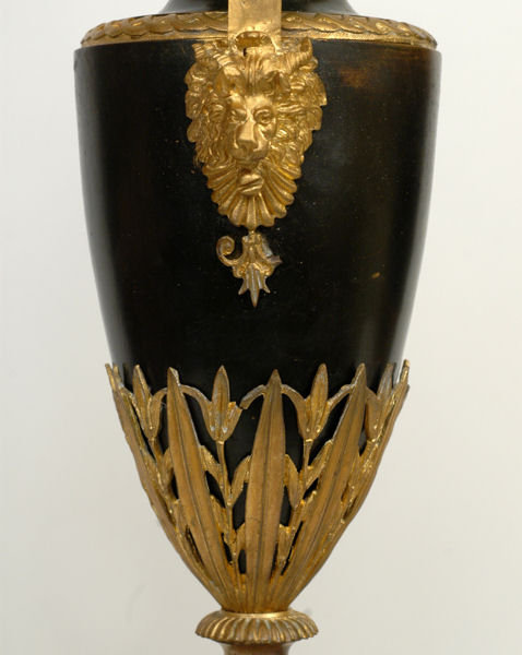 Pair Antique French Empire Ormolu Bronze Urns Vases