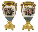 Pair of Exceptional Paris Porcelain Gilded & Floral Painted Vases