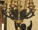 Pair Large Antique Empire Style Figurative Cherub Bronze Candelabra Sconces in Manner of Ravio
