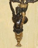 Pair Large Antique Empire Style Figurative Cherub Bronze Candelabra Sconces in Manner of Ravio