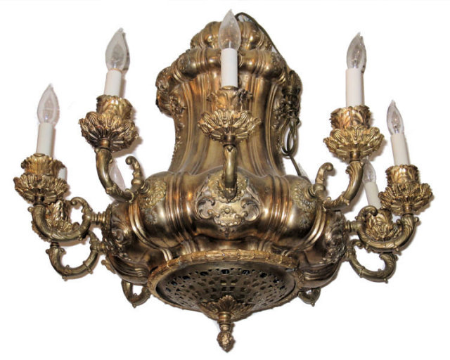 Antique Bronze Chandelier Attributed to E.F. Caldwell
