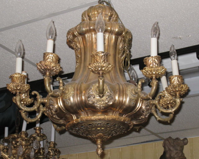 Antique Bronze Chandelier Attributed to E.F. Caldwell