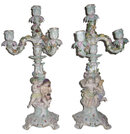 Pair Antique Meissen Figural Candelabra