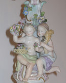 Pair Antique Meissen Figural Candelabra