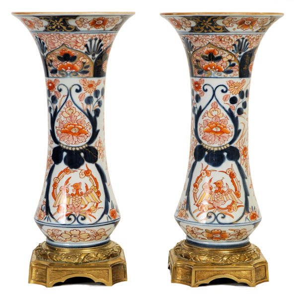 Pair of Japanese Imari Porcelain Bronze Mounted Vases