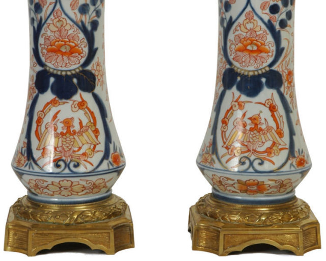 Pair of Japanese Imari Porcelain Bronze Mounted Vases