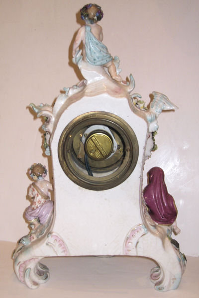 Antique Porcelain Mantle Clock in the Meissen Style