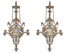 Pair of English Regency Giltwood Sconces with Wedgwood Jasperware Medallions