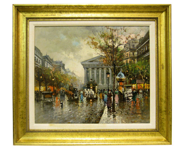 Madeleine Church Paris Cityscape Oil Painting by Antoine Blanchard