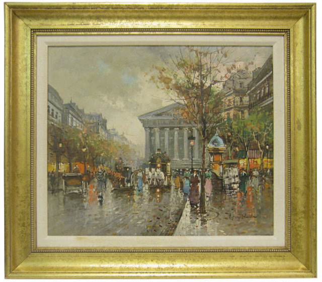 Madeleine Church Paris Cityscape Oil Painting by Antoine Blanchard