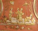 Antique Vermilion Red Chinoiserie Mirror