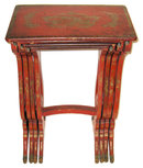 Antique Set of Red Vermilion Japanned Chinoiserie Nesting Tables