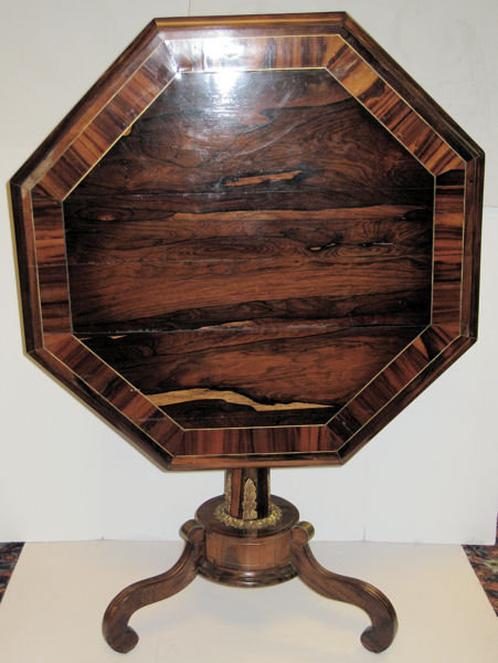 Antique Regency Style Octagonal Rosewood Tilt Top Center Table