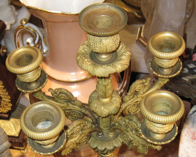 Pair Antique French Restauration Charles X Period Ormolu Candelabra