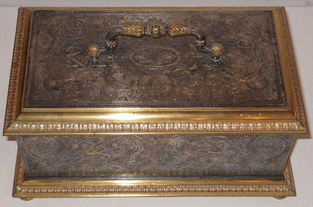 Gold & Silver Inlaid Steel & Bronze Jewellry Casket