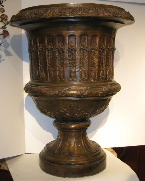 Pair of Massive Antique Campana Form Garden Urns