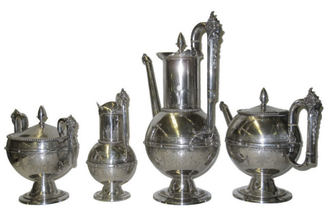 Antique Bailey & Co. Silver Tea & Coffee Set by Gorham