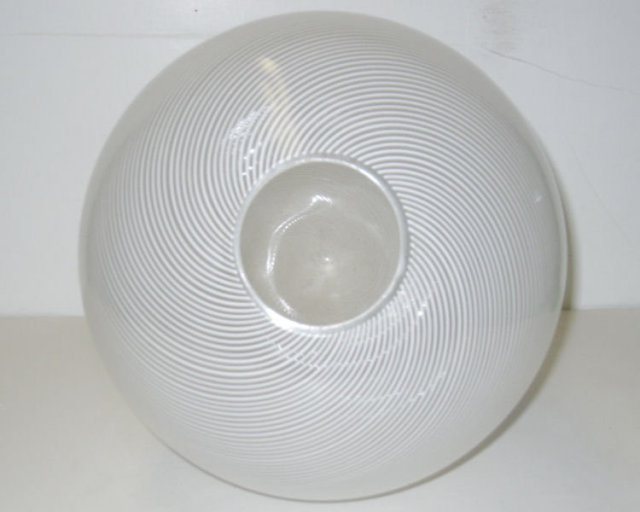 1983 White & Clear Filigrana Glass Egg Sculpture by Venini