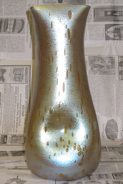 Golden Phänomen Glass Vase with Silberiris Decor Astraa Finish by Loetz