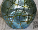 Antique Loetz Iridescent Green Glass Vase with Creta Pampas Decor