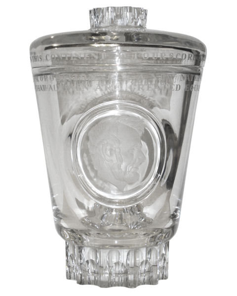 Large Lobmeyr Crystal Glass Goblet with Abraham Lincoln Engraved Portrait