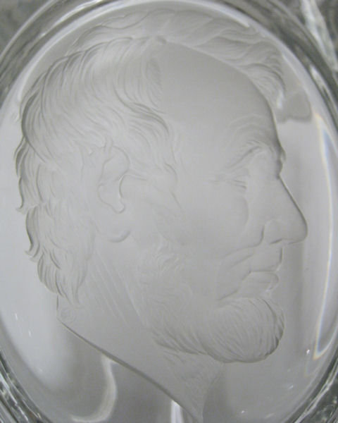 Large Lobmeyr Crystal Glass Goblet with Abraham Lincoln Engraved Portrait