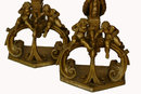 Pair of Large Italian Baroque Neoclassical Figural Andirons Firedogs Chenets