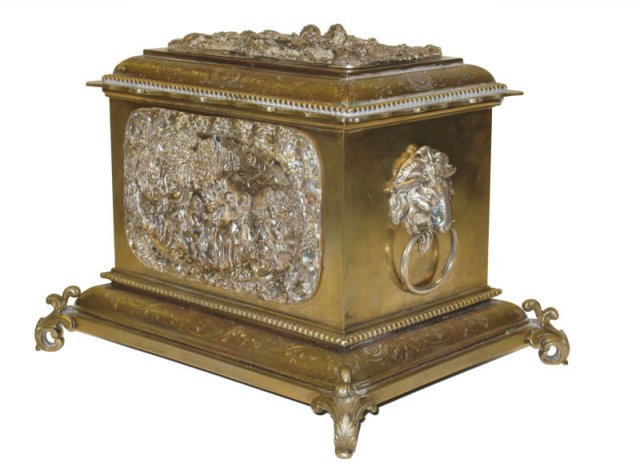 Antique French Silvered Bronze Tea Caddy
