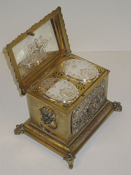 Antique French Silvered Bronze Tea Caddy