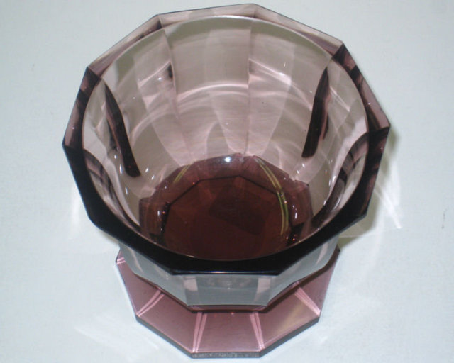 Josef Hoffmann Moser Signed Violet Footed Glass Vase