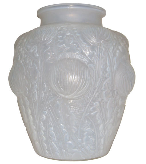 Lalique Opalescent Domremy Thistle Motif Glass Vase