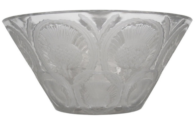 Lalique Glass Bowl with Thistle Motif