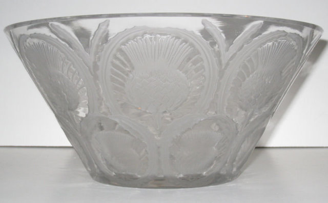 Lalique Glass Bowl with Thistle Motif