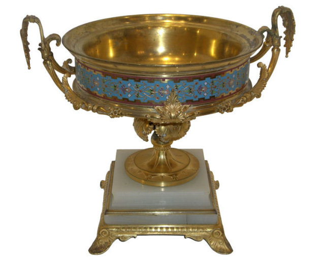 Antique French Champleve Bronze Centerpiece