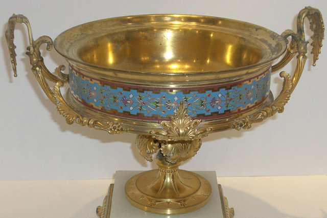 Antique French Champleve Bronze Centerpiece