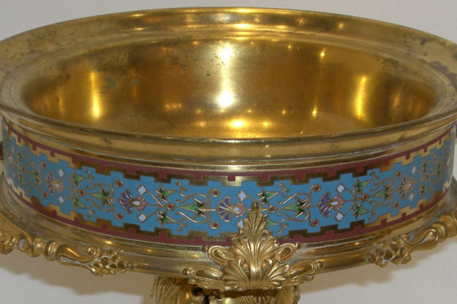 Antique French Champleve Bronze Centerpiece