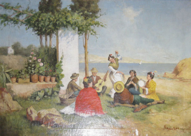 Seaside Genre Oil on Canvas After Antonio Paoletti De Giovanni
