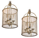 Pair of Georgian Style Brass and Glass Lanterns
