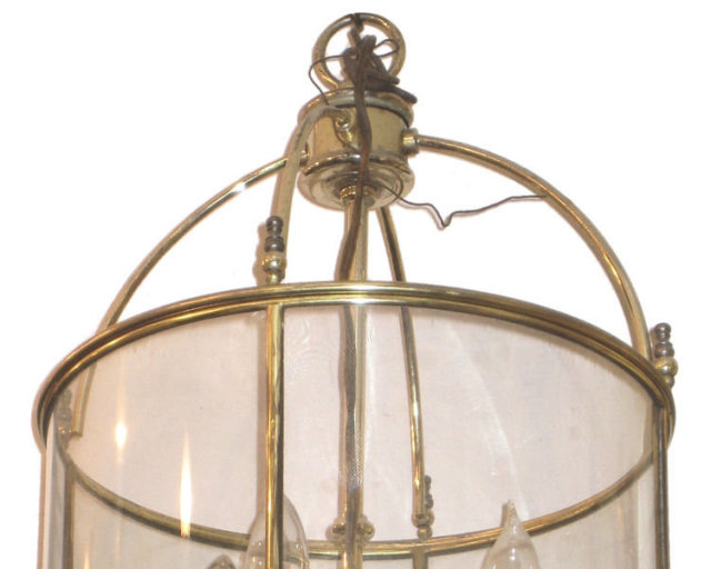 Pair of Georgian Style Brass and Glass Lanterns
